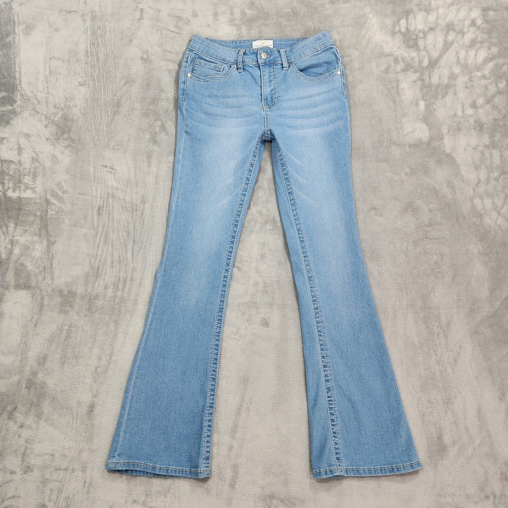 Austin Landing Jeans Womens 7/28 Blue Low Rise Bootcut Embroidered Heart Flap